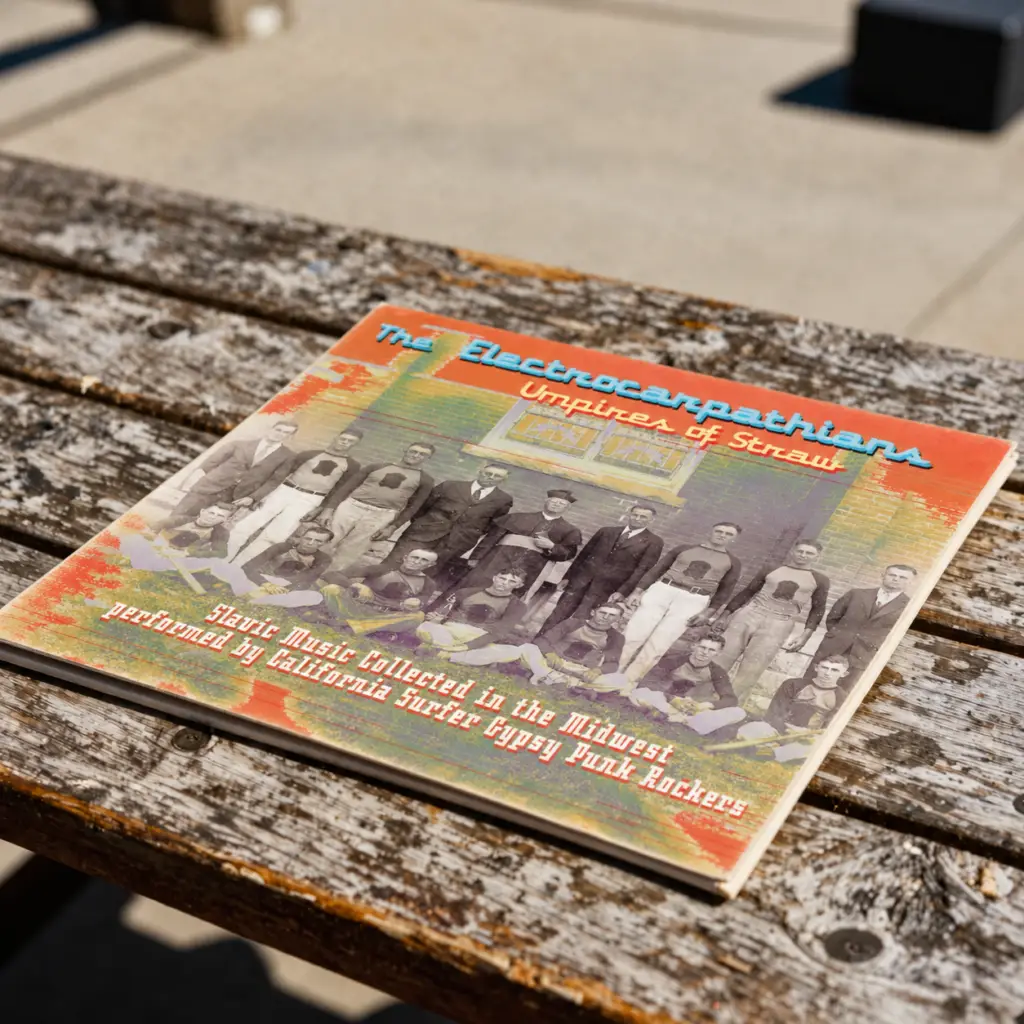 Album Cover on a Bench