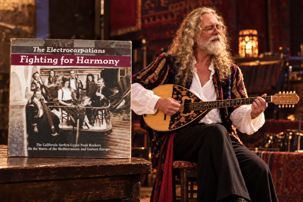 Fighting for Harmony Album & Jeff with Bouzouki Instrument